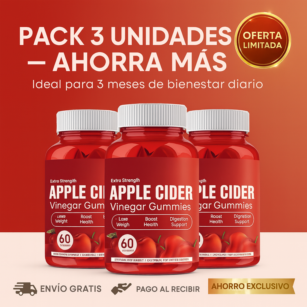 🍏 APPLE CIDER® - Gummies de Vinagre de Manzana (60 unidad) – Transforma tu cuerpo con solo 2 gummies al día - 40% OFF