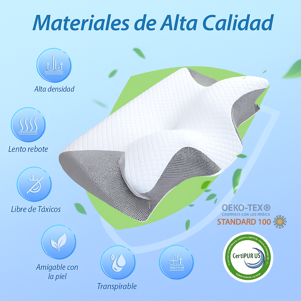 MÁSTER CERVICAL 2 EN 1 - Almohada de Espuma Viscoelástica Ortopédica y Ergonómica.