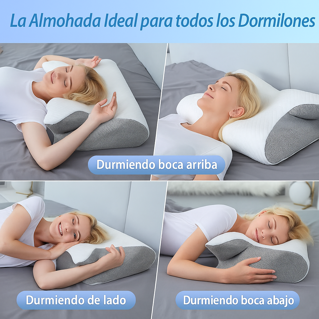MÁSTER CERVICAL 2 EN 1 - Almohada de Espuma Viscoelástica Ortopédica y Ergonómica.