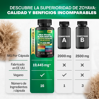 (2x1) MuscleMax™  Sea Moss + Black Seed Oil + Ashwagandha – 120 Cápsulas