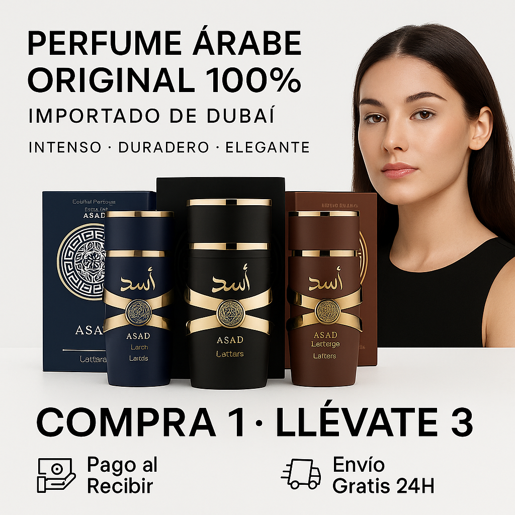 Kit ASAD 3 en 1 - Black · Blue · Bourbon (Perfume Árabe Importado 50ml)