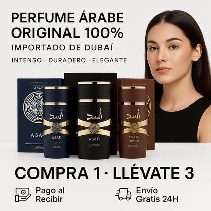 Kit ASAD 3 en 1 - Black · Blue · Bourbon (Perfume Árabe Importado 50ml)