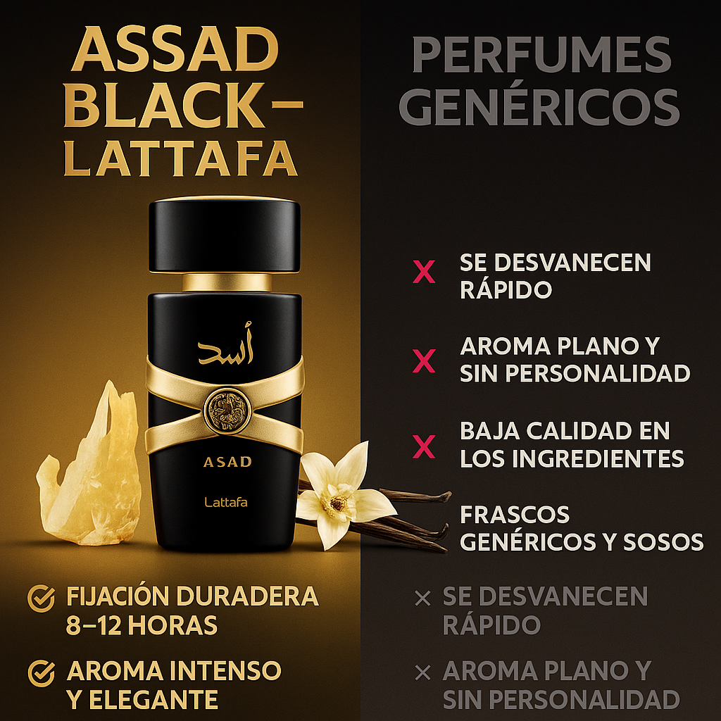 Eau de Parfum Assad Black 50 ml – Lattafa · Edición Prestige