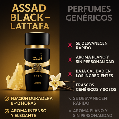 Eau de Parfum Assad Black 50 ml – Lattafa · Edición Prestige
