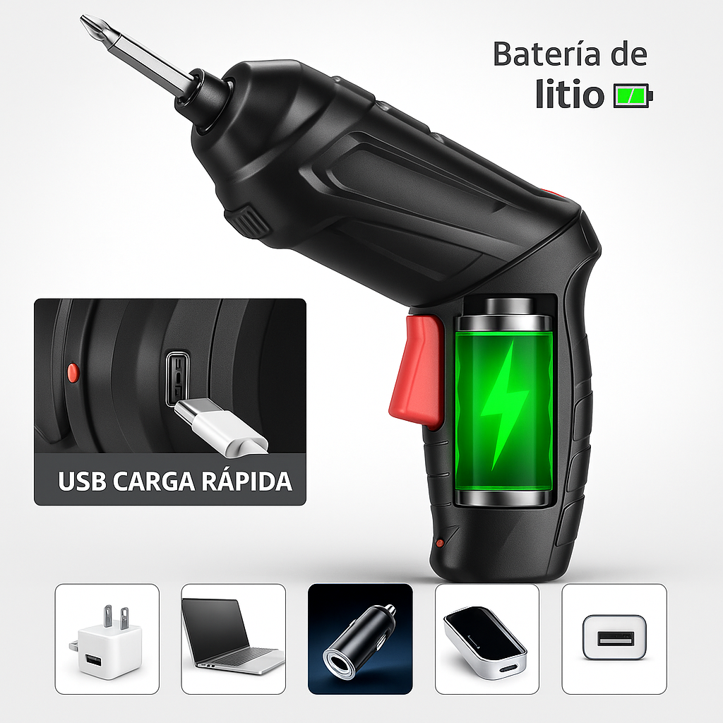 Set Destornillador Eléctrico 47PCS + Maletín Profesional + Regalo