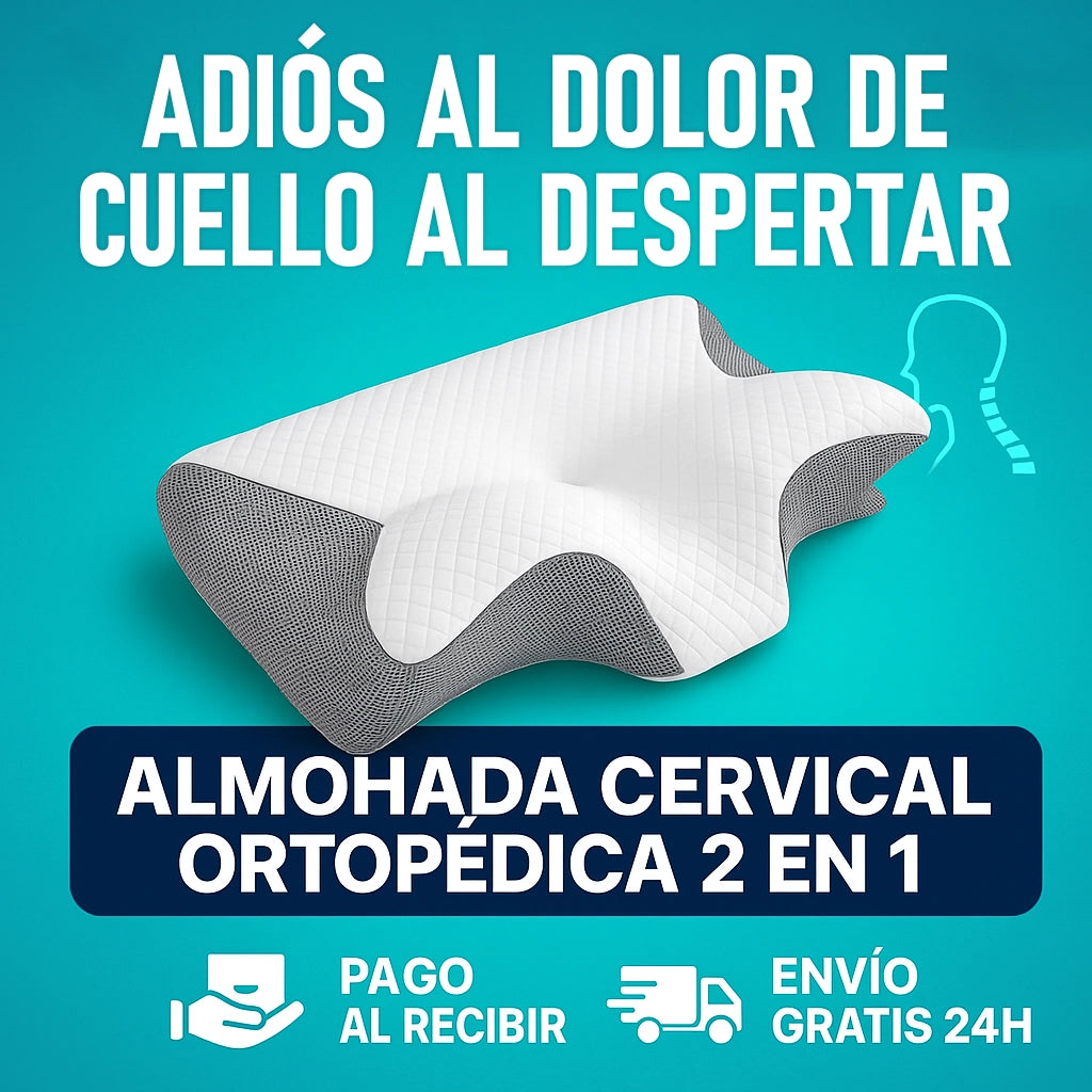 MÁSTER CERVICAL 2 EN 1 - Almohada de Espuma Viscoelástica Ortopédica y Ergonómica.