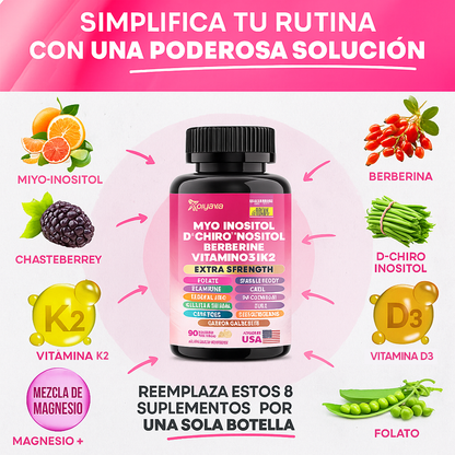 [OFERTA 2x1] Protocolo Hormonal 24H: Myo-Inositol & Berberina (Mañana) + Ashwagandha & Magnesio (Noche) - 150 Cápsulas