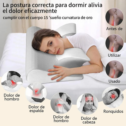 MÁSTER CERVICAL 2 EN 1 - Almohada de Espuma Viscoelástica Ortopédica y Ergonómica.