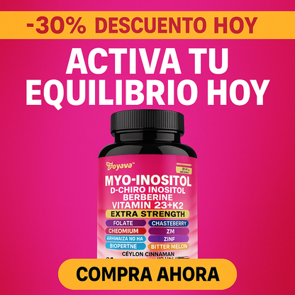 Myo-Inositol + D-Chiro Inositol + Berberina + Vitamina D3 + K2 – (90 Cápsulas)