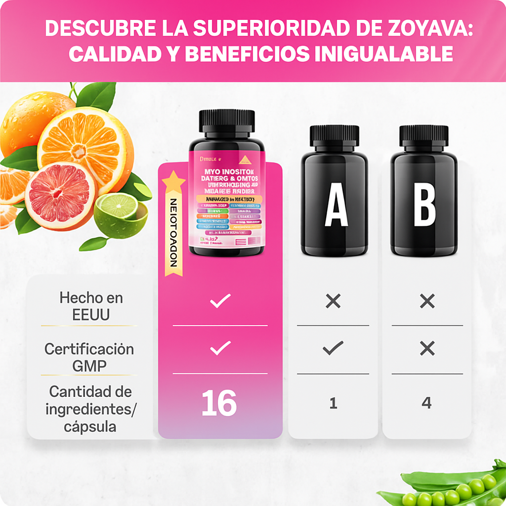 Myo-Inositol + D-Chiro Inositol + Berberina + Vitamina D3 + K2 – (90 Cápsulas)